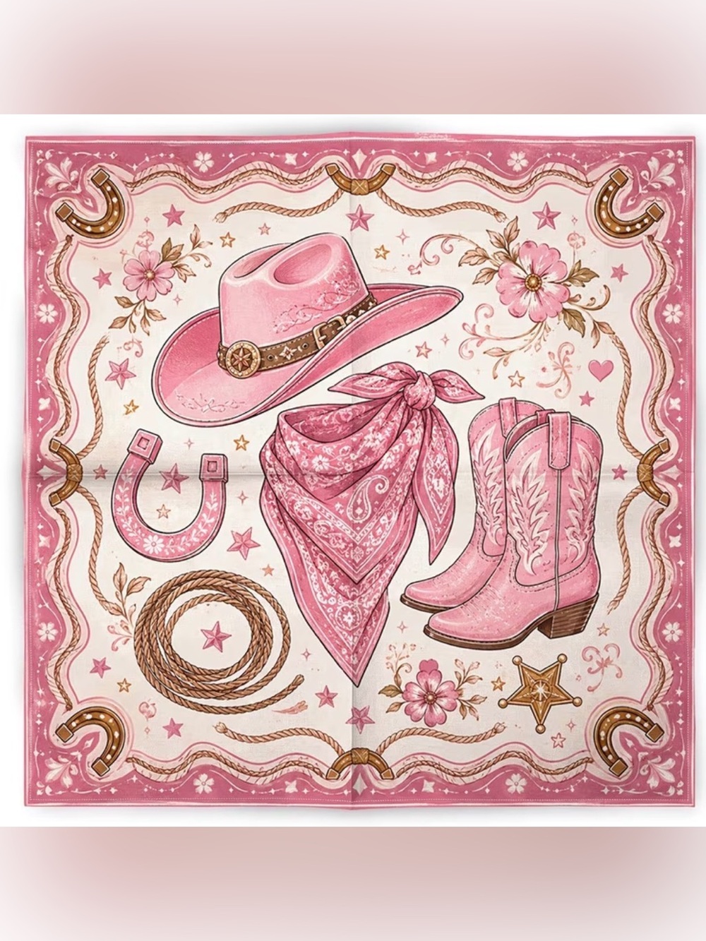 Pink Western Bandana Scarf - Women Accessories